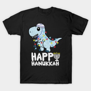 Jewish Menorasaurus Rex FunnyT Rex Dinosaur Hanukkah T-Shirt